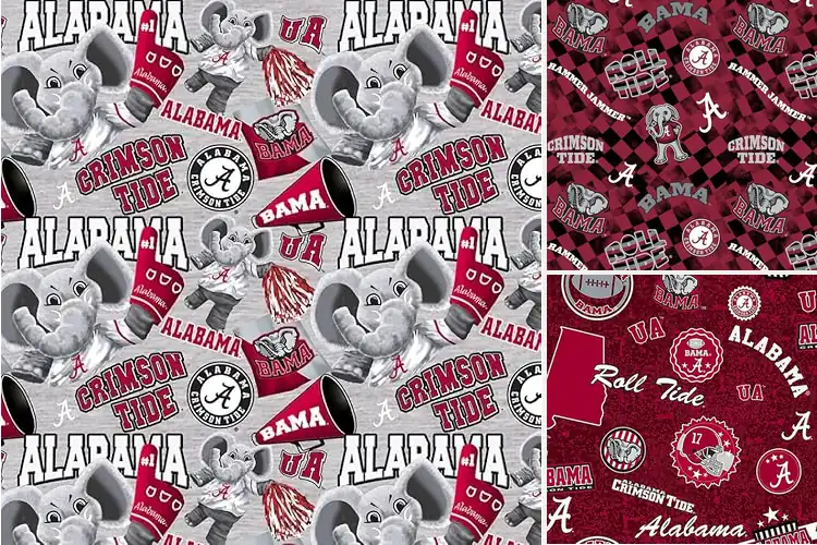 Detailed view of Best Alabama Crimson Tide Theme Cotton Fabric