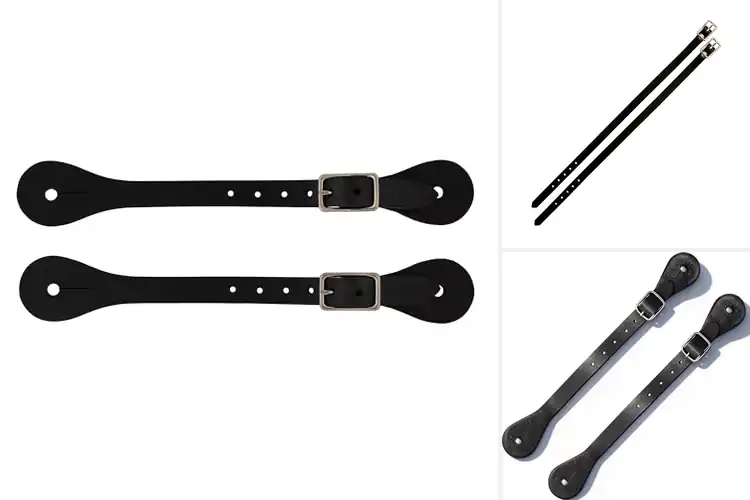 Detailed view of Best Black Leather Spur Straps