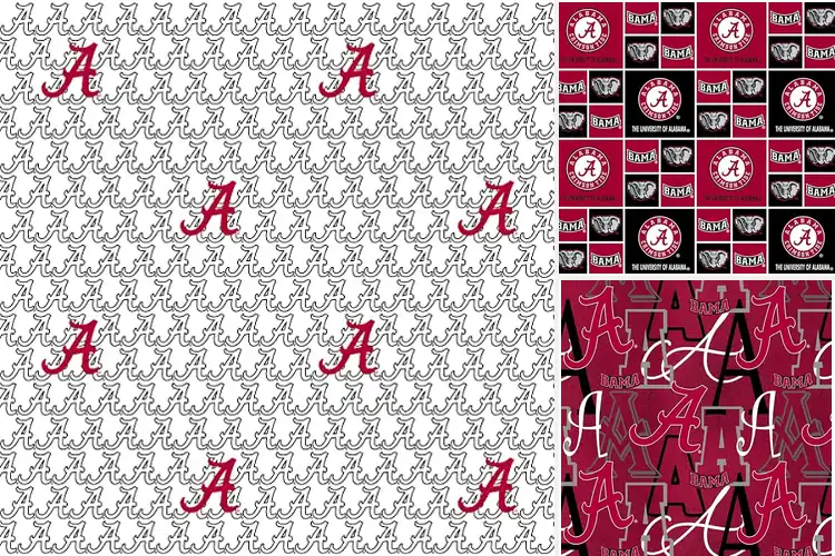 Detailed view of Best Block Letter Alabama Fabric: Roll Tide in Style
