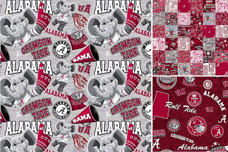 Detailed view of Best Crimson Tide Quilt Fabric