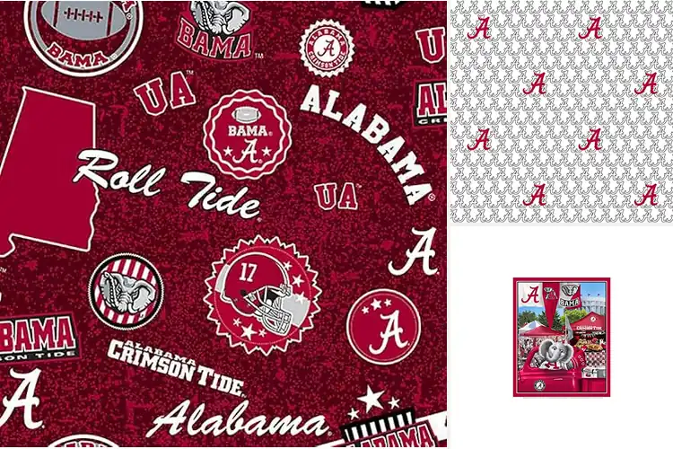 Detailed view of Best Home Decor Alabama Football Cotton Fabric