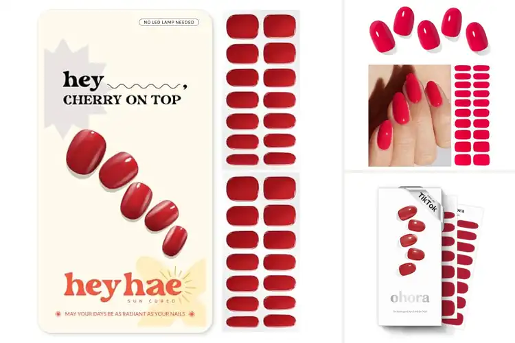 Detailed view of Best Red Gel Nail Wraps